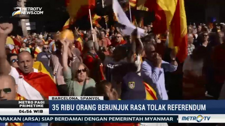 Puluhan Ribu Warga Spanyol Tolak Kemerdekaan Catalonia
