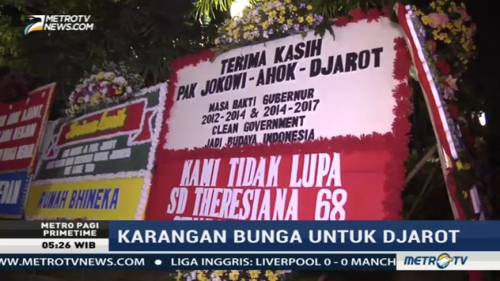Karangan Bunga untuk Jokowi-Ahok-Djarot Masih Hiasi Balai Kota DKI