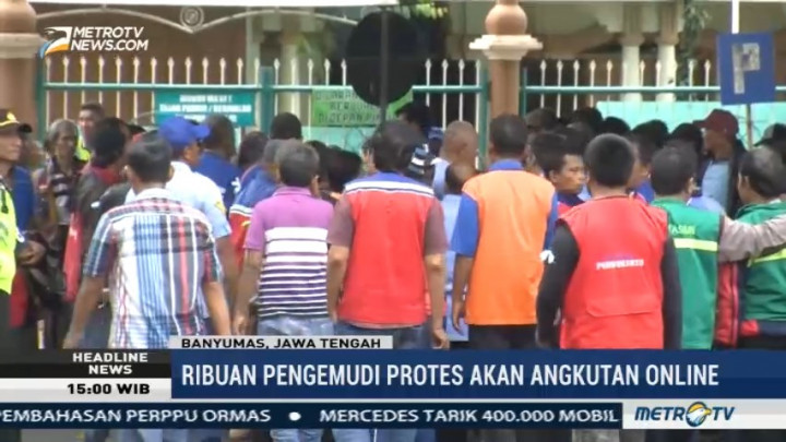 Ribuan Pengemudi di Banyumas Demo Tolak Angkutan Online