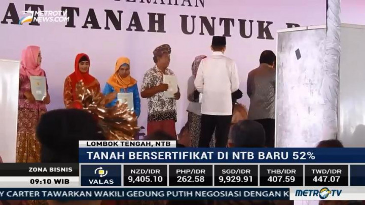Tanah Bersertifikat di NTB Baru 52%
