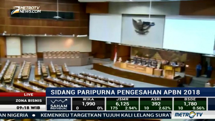 Sidang Paripurna Pengesahan RUU APBN 2018 Digelar Hari Ini