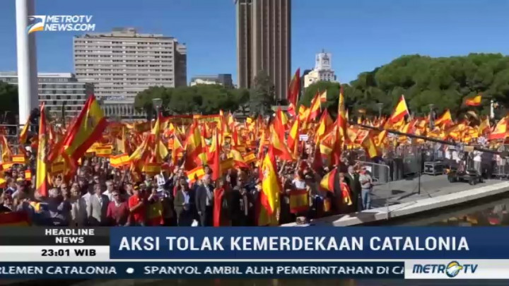 Aksi Tolak Kemerdekaan Catalonia Digelar di Madrid