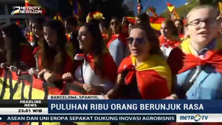 Aksi Tolak Catalonia Merdeka Digelar di Barcelona