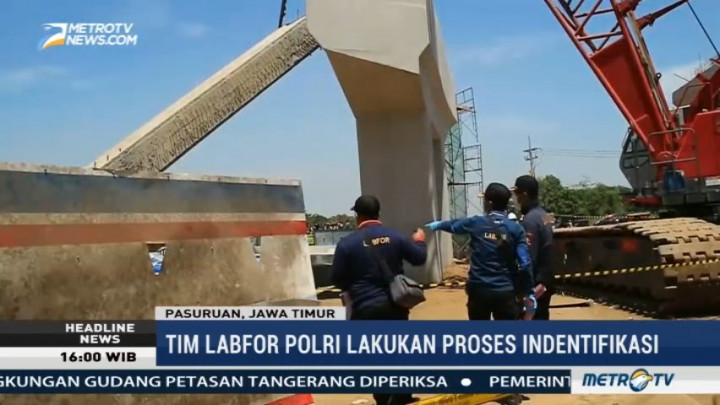 Tim Labfor Polri Datangi Lokasi Ambruknya Konstruksi Tol Pasuruan-Probolinggo