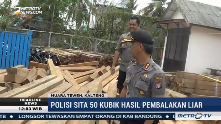 Polisi Sita 50 Kubik Kayu Hasil Pembalakan Liar di Barito Utara