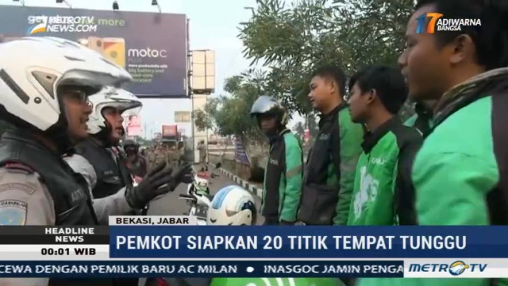 Dishub Bekasi Tertibkan Ojek Online yang Parkir di Bahu Jalan