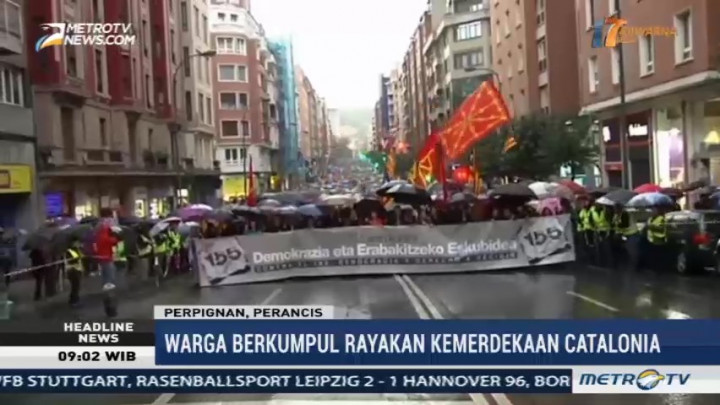 Ribuan Warga Berkumpul di Perpignan Rayakan Kemerdekaan Catalonia