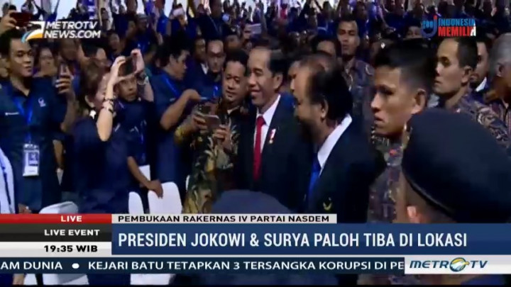 Kedatangan Jokowi & Surya Paloh di Rakernas NasDem Disambut Meriah