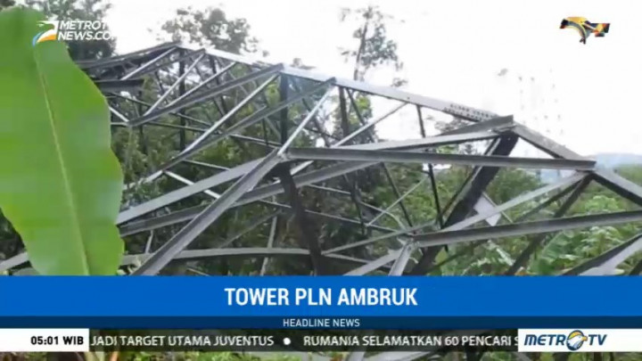 Hujan Deras, Tower PLN di Sukabumi Roboh
