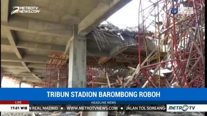 Tribun Stadion Barombong Roboh Akibat Cuaca Buruk