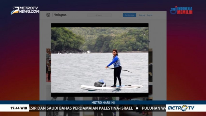 Aksi Menteri Susi <i>Paddling</i> di Teluk Sabang