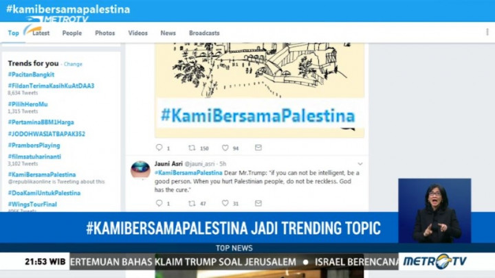 #KamiBersamaPalestina Jadi Trending Topic di Twitter