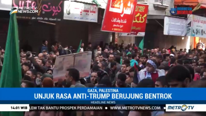 Unjuk Rasa Anti-Trump di Jalur Gaza Berakhir Bentrok