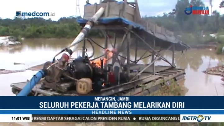 Polisi Musnahkan Belasan Alat Tambang Emas Ilegal, Pelaku Melarikan Diri