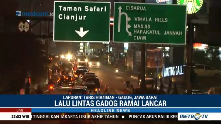 Arus Lalu Lintas di Simpang Gadog Masih Ramai Lancar
