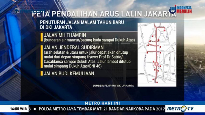 Peta Pengalihan Arus Lalin di Jakarta Saat Malam Tahun Baru
