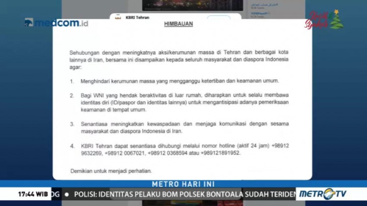 Aksi Masa di Iran Memanas, Ini Imbauan KBRI Tehran untuk WNI