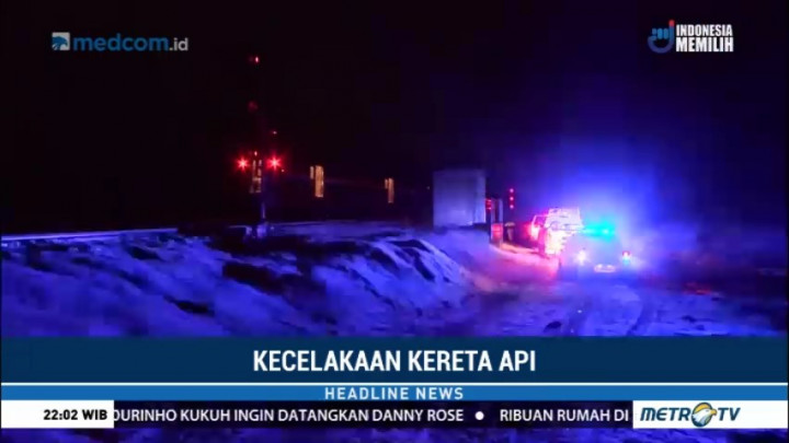 Kereta di Amerika Anjlok akibat Cuaca Buruk