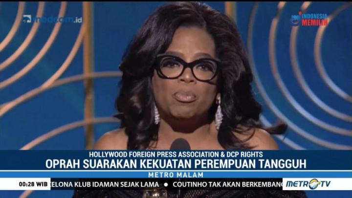 Pidato Penuh Inspirasi Oprah di Golden Globe 2018