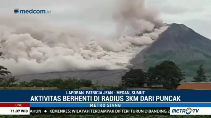 Sinabung Keluarkan Asap Putih Setinggi Seribu Meter