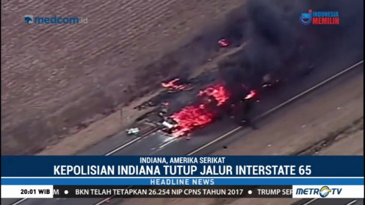 Tabrakan Tiga Trailer di Indiana, Warga Dievakuasi