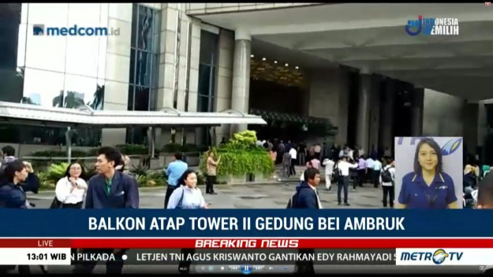Garis Polisi Dipasang di Lokasi Balkon BEI yang Ambruk