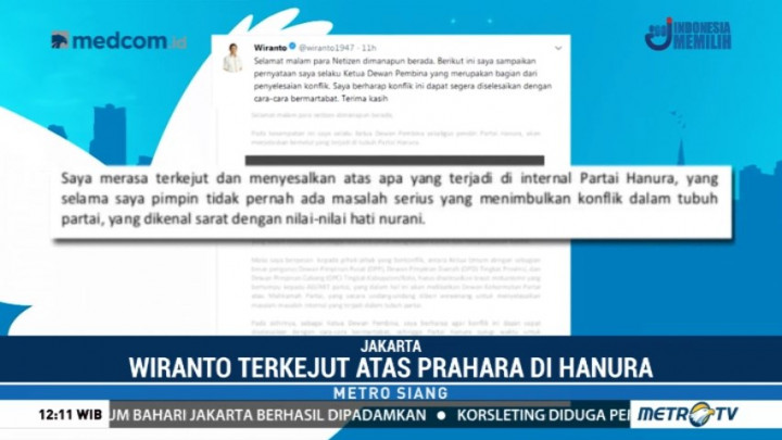 Wiranto Terkejut atas Prahara di Hanura