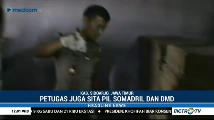 Polisi Gerebek Gudang Pil PCC di Sidoarjo