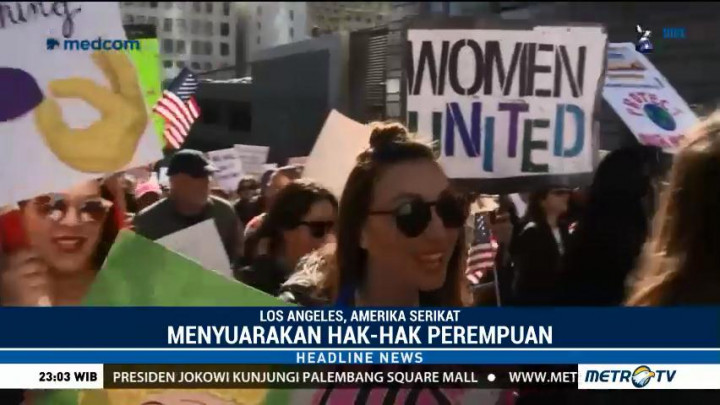 Ratusan Ribu Warga Los Angeles Suarakan Hak-hak Perempuan