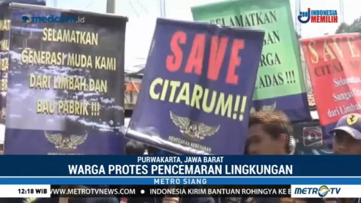 Warga Purwakarta Unjuk Rasa Protes Pencemaran Sungai Citarum
