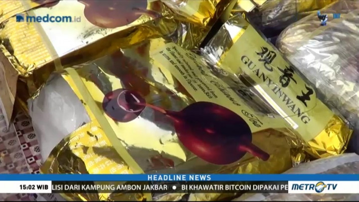 7 Kg Sabu Asal Malaysia Dikirim dalam Bungkusan Teh