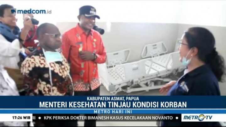 Menkes Tinjau Kondisi Korban Gizi Buruk dan Campak di Asmat