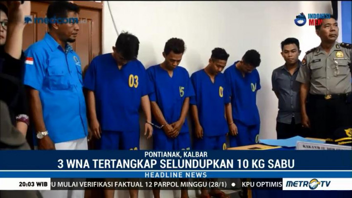 Tiga WN Malaysia Penyelundup 10 Kg Sabu Ditangkap