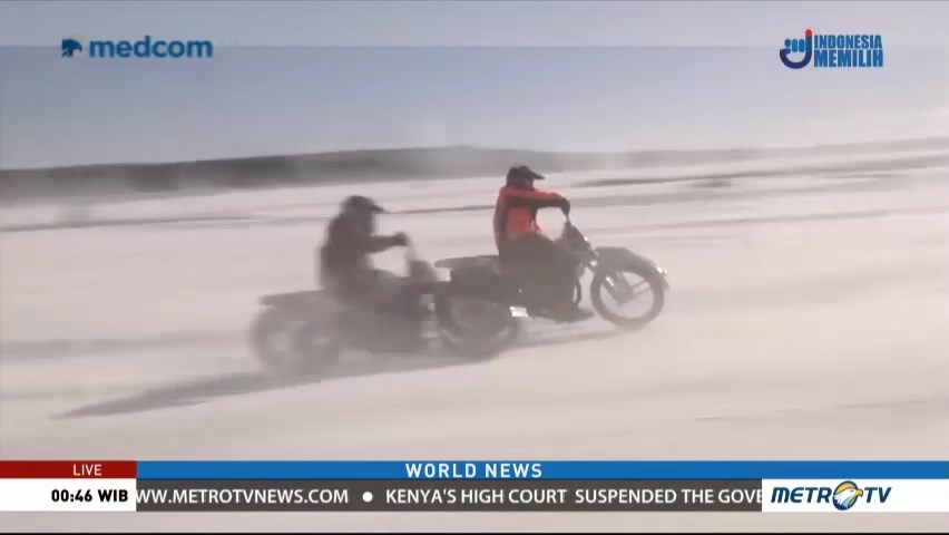 Motorcycle Racers Go Full Throttle on Frozen Lakes
