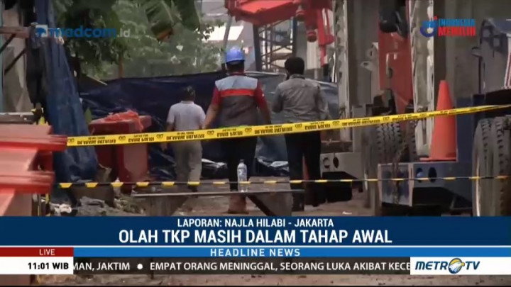 Polisi Olah TKP Crane Jatuh di Jatinegara