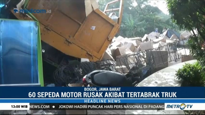 Truk Tabrak Pabrik, 60 Motor Rusak