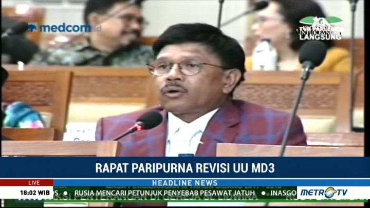 Fraksi NasDem dan PPP <i>Walk Out</i> Tolak Pengesahan UU MD3
