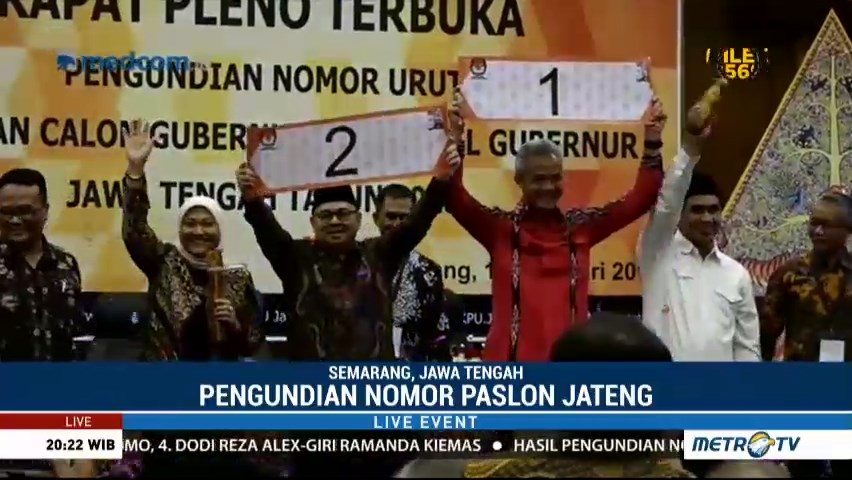 Ganjar-Yasin Nomor 1, Sudirman-Ida Nomor 2