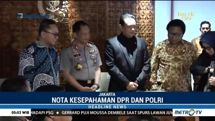 DPR-Polri Teken MoU Peningkatan Keamanan Kompleks Parlemen