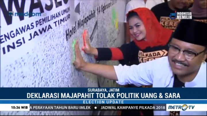 Paslon Gubernur Jatim dan NTT Tolak Politik Uang