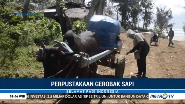 Unik, Ada Perpustakaan Gerobak Sapi di Lampung