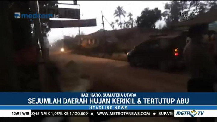 Erupsi Sinabung, Sejumlah Daerah Hujan Kerikil