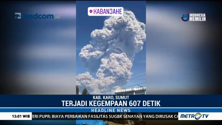 Debu Vulkanik Sinabung Meluncur ke Berbagai Arah