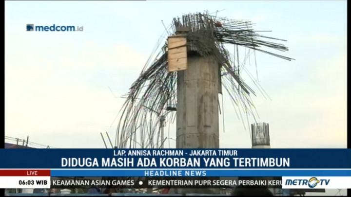 Tujuh Pekerja Tertimpa Reruntuhan Tiang Pancang Tol Becakayu