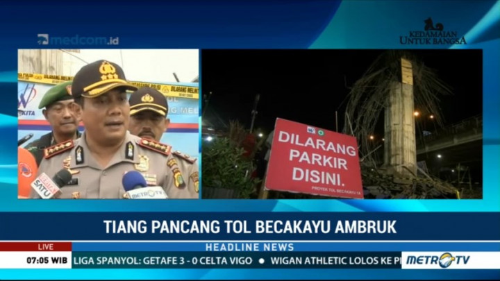 Tiang Girder Tol Becakayu Roboh Saat Pekerja Sedang Mengecor