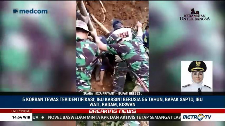 Lima Korban Tewas Longsor Brebes Berhasil Diidentifikasi