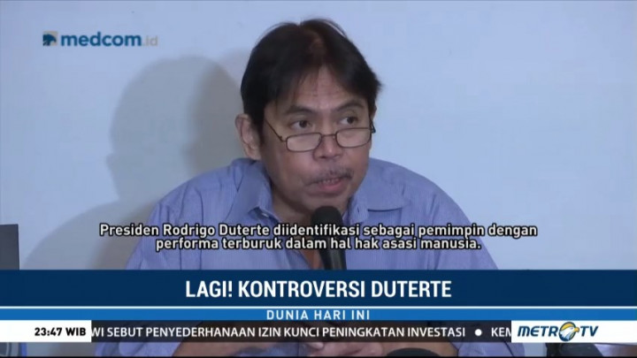 Duterte Dinilai Sebagai Pemimpin dengan Performa Terburuk dalam HAM