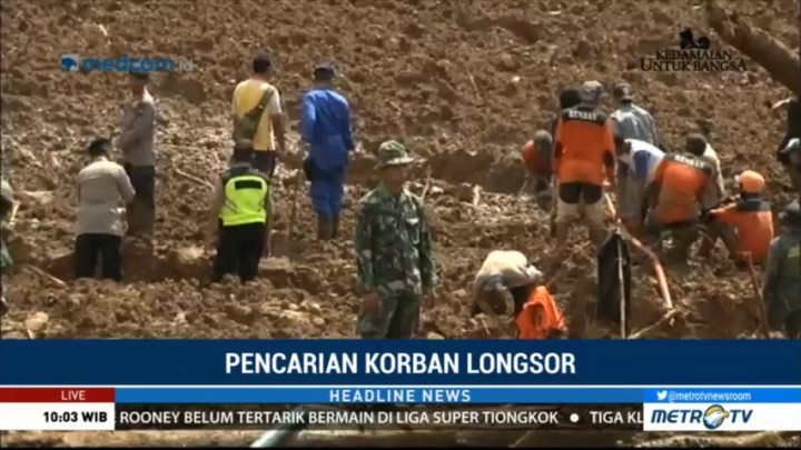 500 Anggota Tim Gabungan Dikerahkan Mencari Korban Longsor Brebes