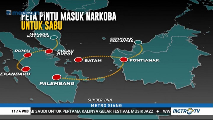 Peta Pintu Masuk Narkoba ke Indonesia Lewat Jalur Laut