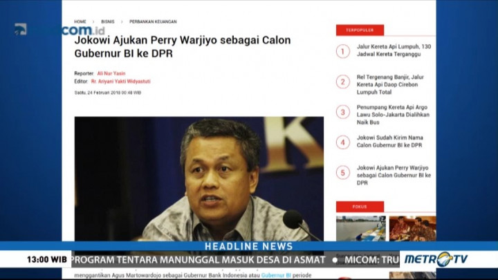 Perry Warjiyo Ditunjuk Jadi Calon Tunggal Gubernur BI